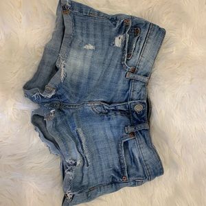 Low Rise Ripped Blue Jean Shorts